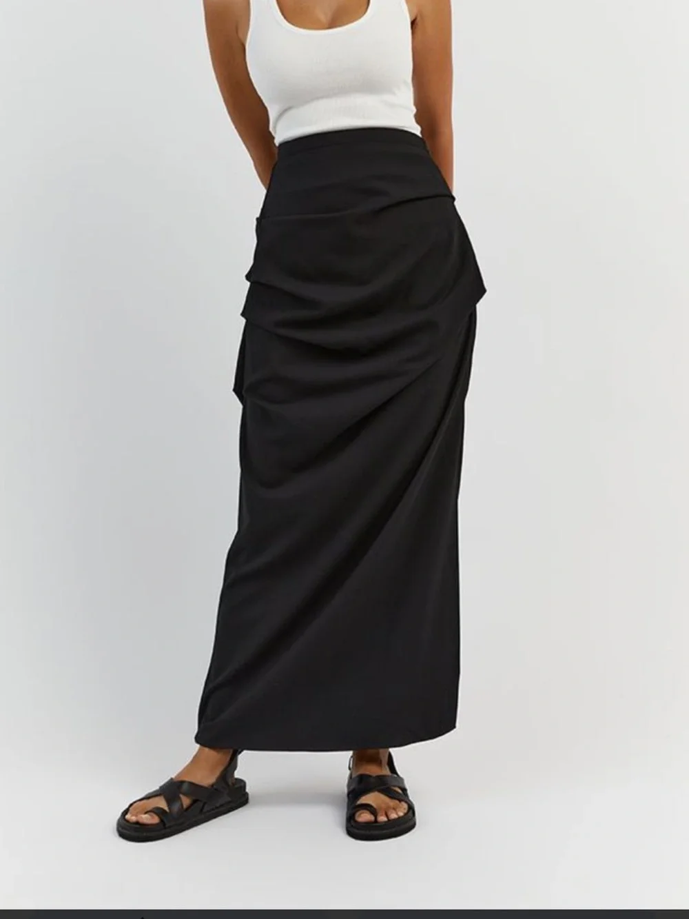 DISSH Black Rouched Maxi skirt US 6 - Picture 2 of 5